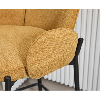 Moderner Barhocker 4er Set mit Chenille-Polster & Metallfüßen – Gelb