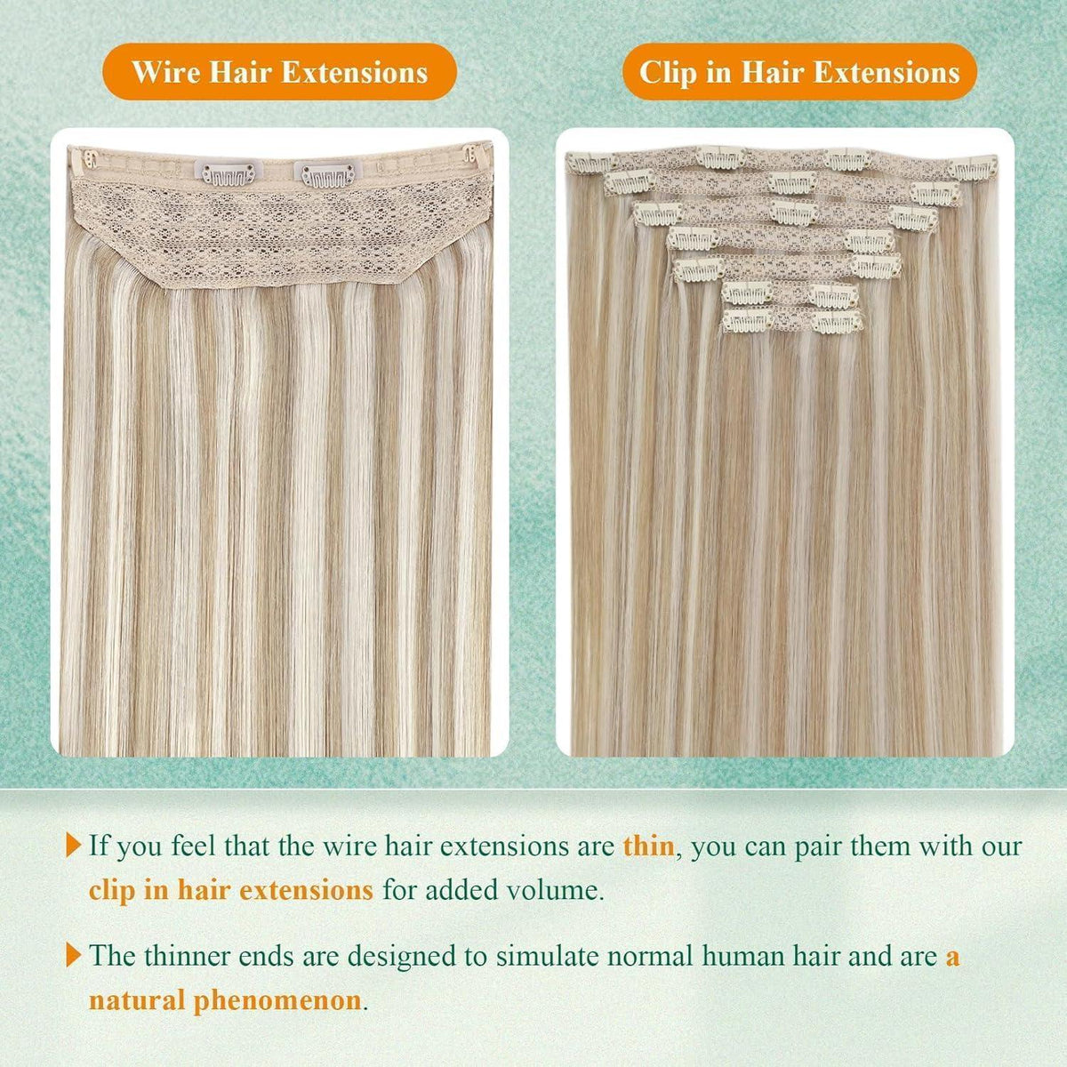 Echthaar Draht Extension Blond Highlights #P27/613 30cm