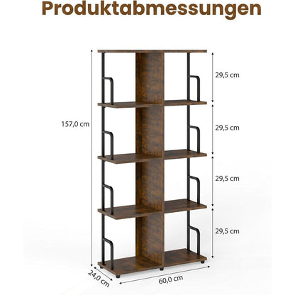 Hohes, schmales Bücherregal Industrial Style Braun Schwarz
