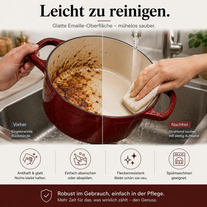 Emailliertes Gusseisen Topfset 4-teilig Rot – Dutch Oven & mehr