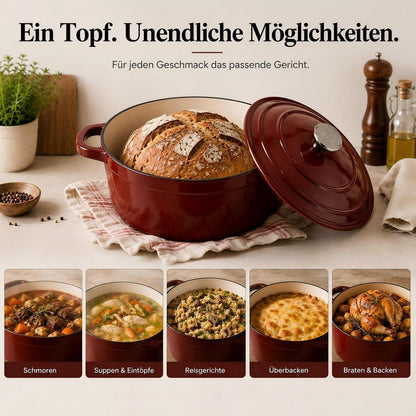 Emailliertes Gusseisen Topfset 4-teilig Rot – Dutch Oven & mehr