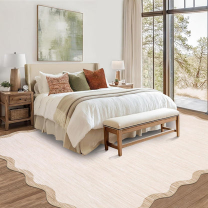 Bordüren Teppich Rutschfest Beige/Taupe 200x290 cm – Modern & Waschbar