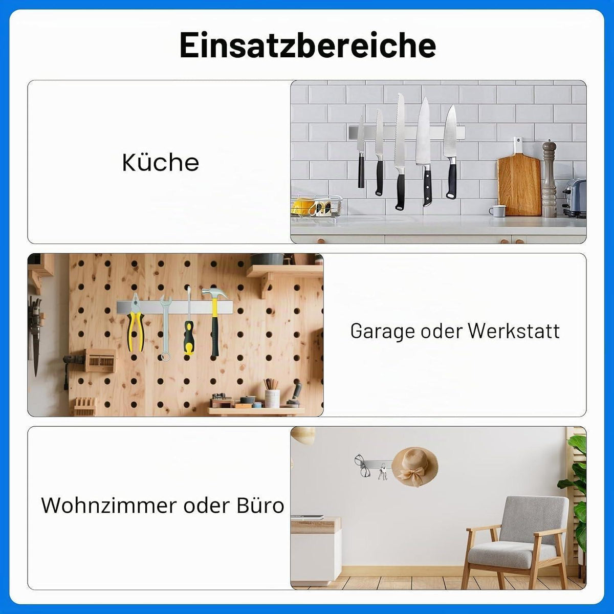 Magnetleiste Messer Edelstahl 30 cm – Messerblock ohne Bohren