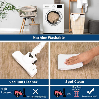 Bordüren Teppich Rutschfest Taupe/Beige 200x290 cm – Modern & Waschbar