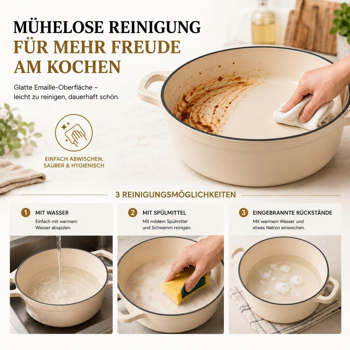 Emailliertes Gusseisen Topfset 4-teilig – Weiß