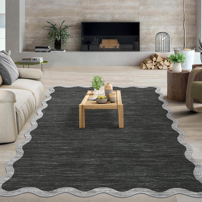 Rutschfester Teppich Wellenkante, Grau, 200x290 cm – Kinder & Haustierfreundlich
