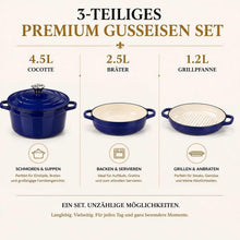 Emailliertes Gusseisen Topfset 4-teilig Blau – Dutch Oven & mehr