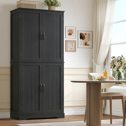 180 cm Küchenschrank mit 4 Türen – Buffetschrank Schwarz