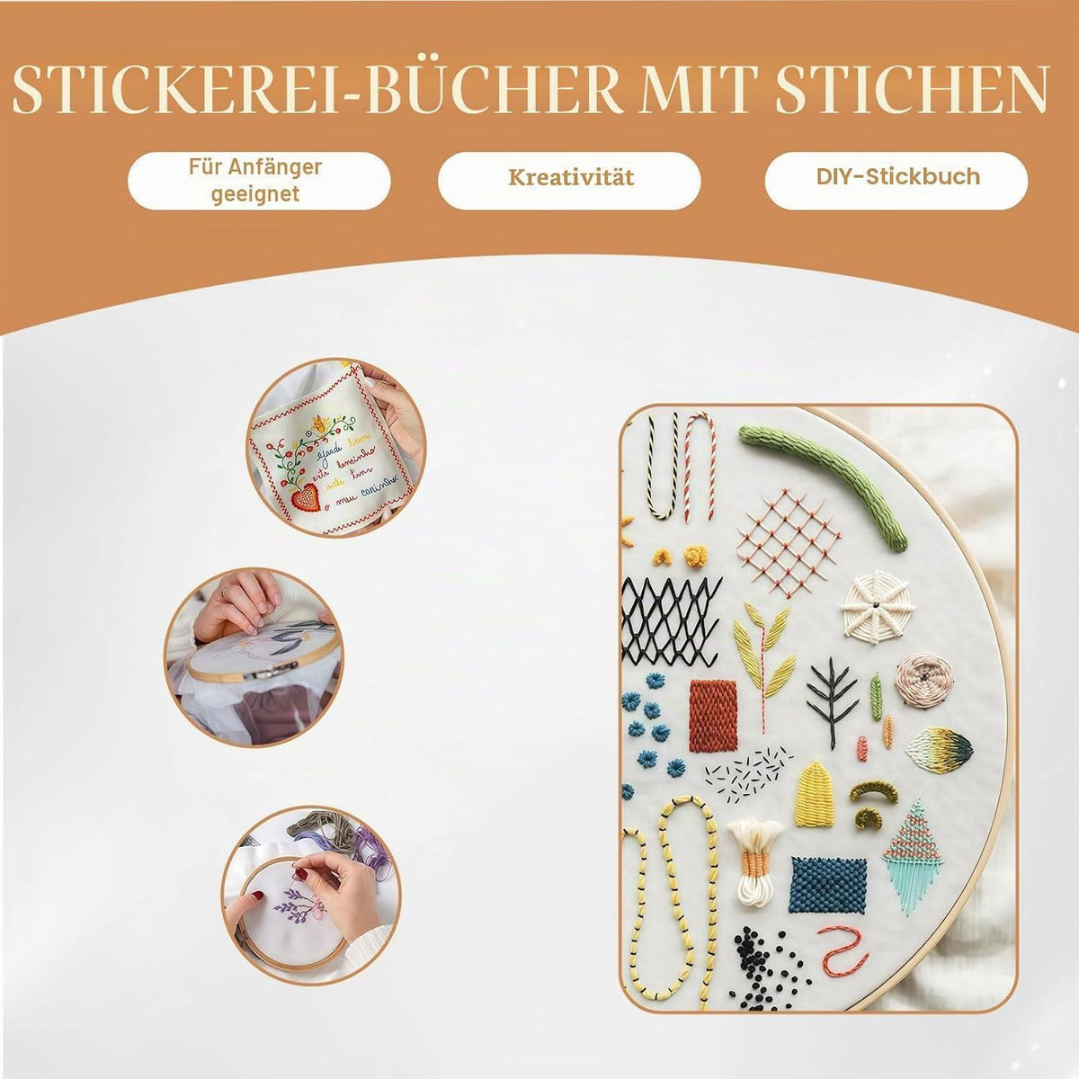 Sticken Set Erwachsene - DIY Stitch Book auf Leinenstoff