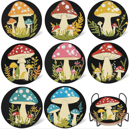 Diamant Painting Untersetzer Set – 8 Pilzformen zum Basteln