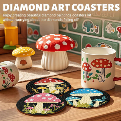 Diamant Painting Untersetzer Set – 8 Pilzformen zum Basteln