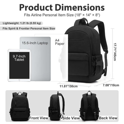 Schulrucksack Schwarz Wasserdicht mit Laptopfach für Teenager