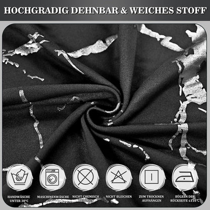 Stretch Stuhlhussen 4er Set – Schwarz mit Silber