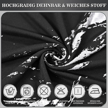 Stretch Stuhlhussen 6er Set – Schwarz mit Silber