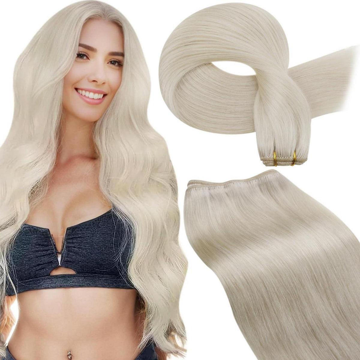Echthaar Tressen Blond – 40cm, 100g, #60