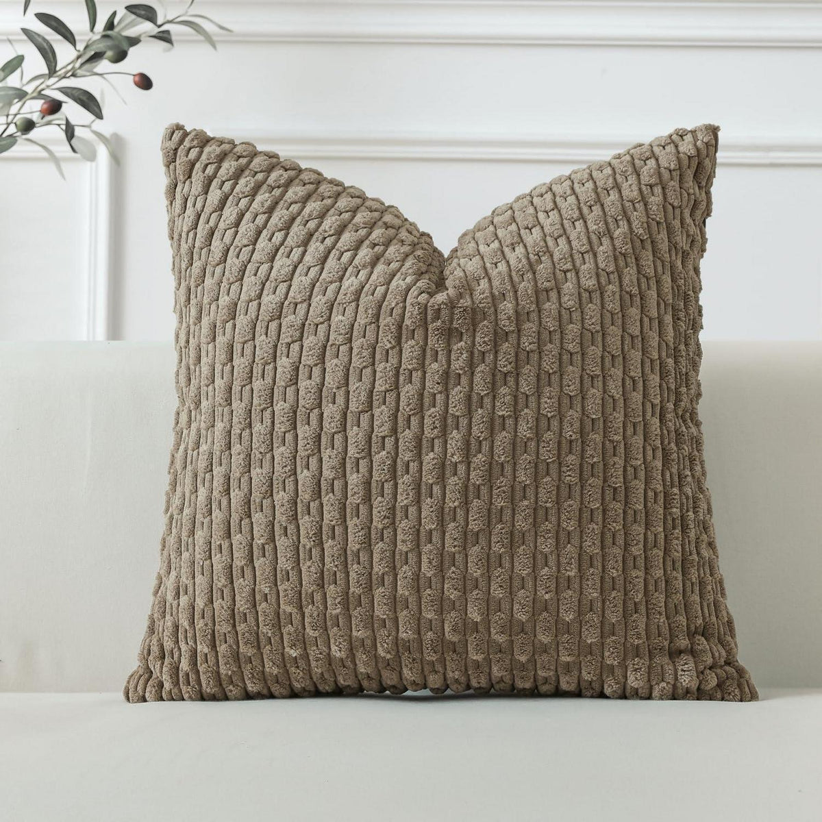 Kordsamt Kissenbezug 40x40 cm Braun – Weicher Boho Deko Bezug