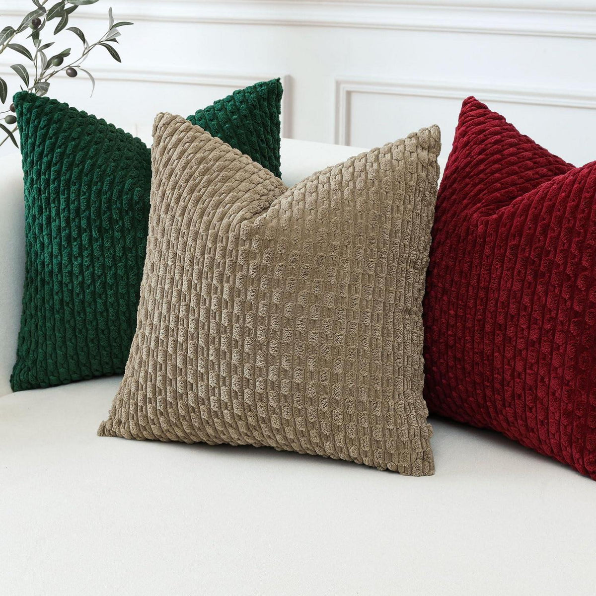 Kordsamt Kissenbezug 40x40 cm Braun – Weicher Boho Deko Bezug