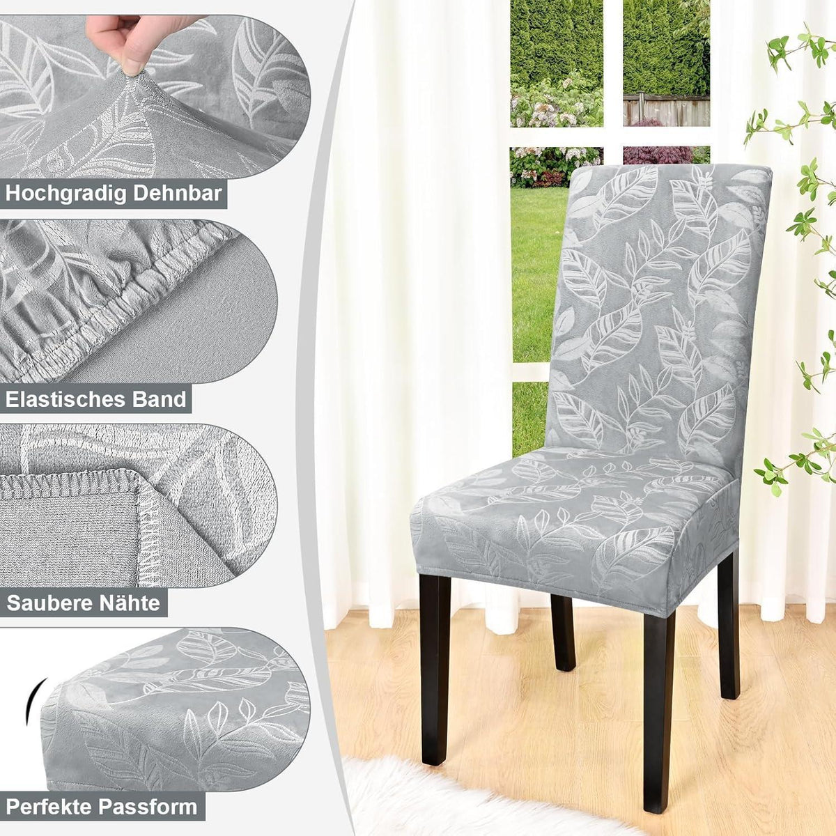 Samt Stuhlhussen 4er Set – Elastisch & Abnehmbar
