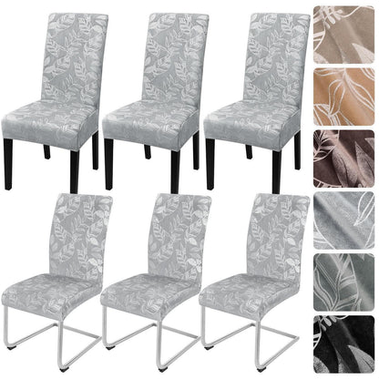 Samt Stuhlhussen 6er Set – Elastische Esszimmer Hussen Hellgrau