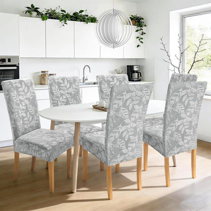 Samt Stuhlhussen 6er Set – Elastische Esszimmer Hussen Hellgrau