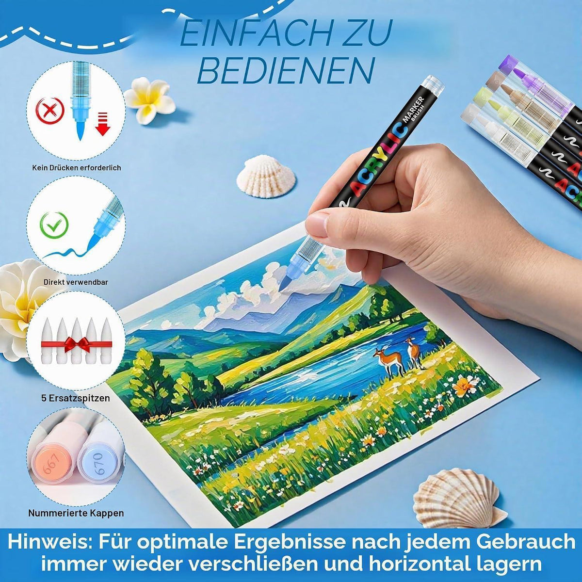Acrylmarker Set 408 Farben – Filzstifte für Ausmalen & Basteln