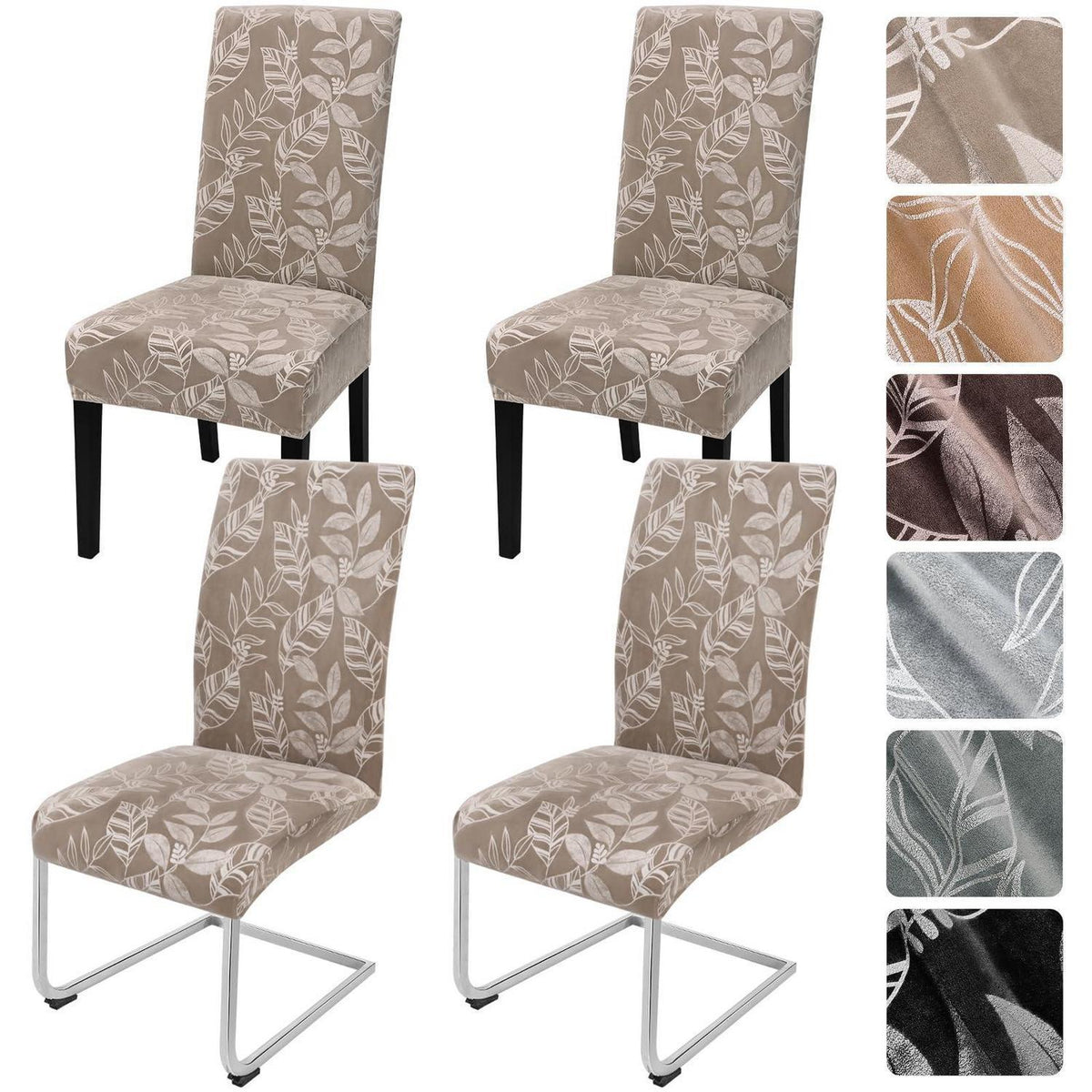 Samt Stuhlhussen 4er Set – Elastische Esszimmer Stuhlbezüge