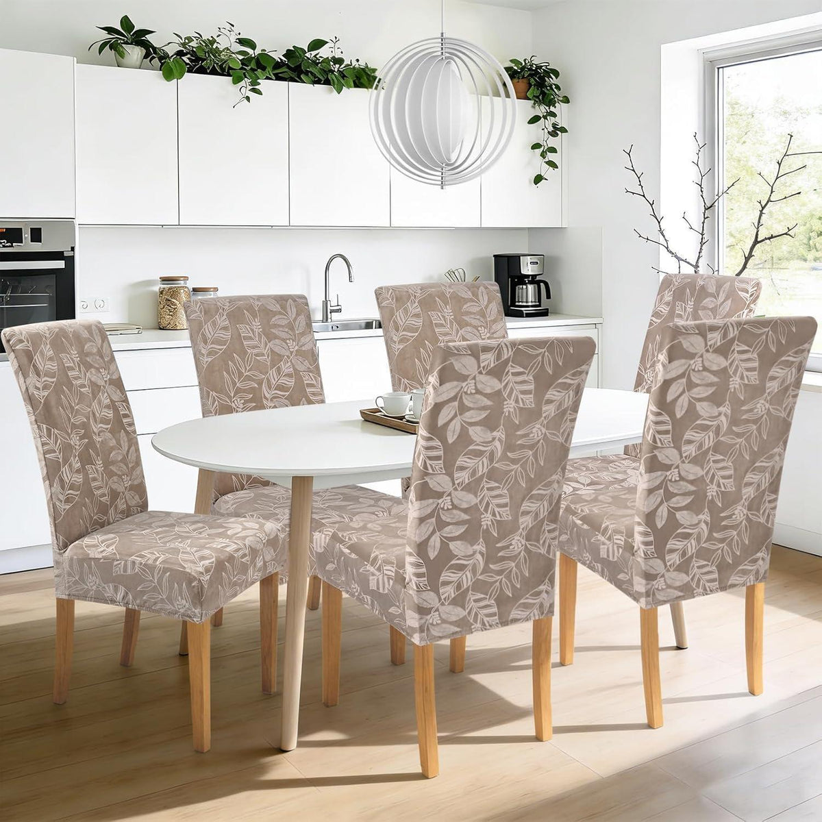 Samt Stuhlhussen 4er Set – Elastische Esszimmer Stuhlbezüge