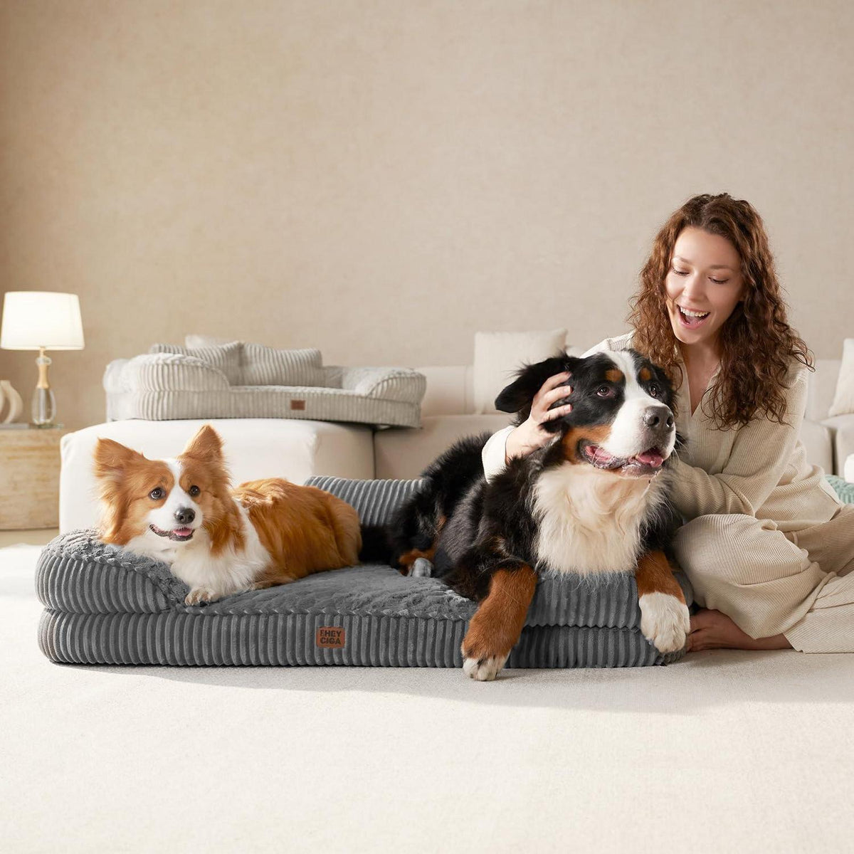 Orthopädisches Hundebett Groß, Grau – Bequemes Sofa für Hunde