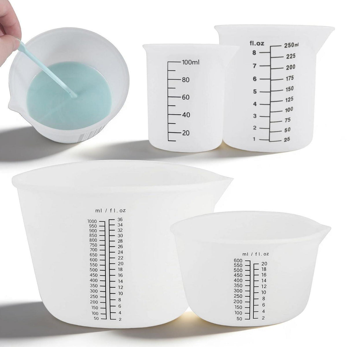 4er-Set Silikon Messbecher für Epoxidharz & Gießen