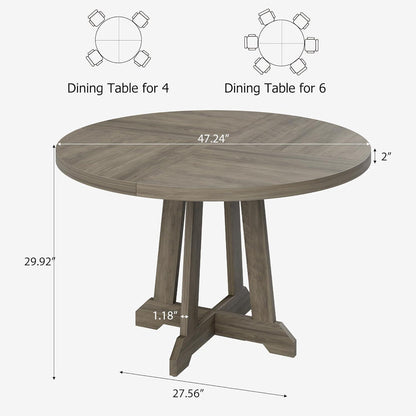 Runder Esstisch 120cm Holzfuß Grau – Platz für 4-6 Personen