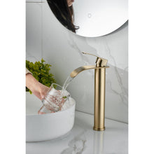 Moderne Wasserfall-Armatur gebürstetes Gold | Messing & Einhebel