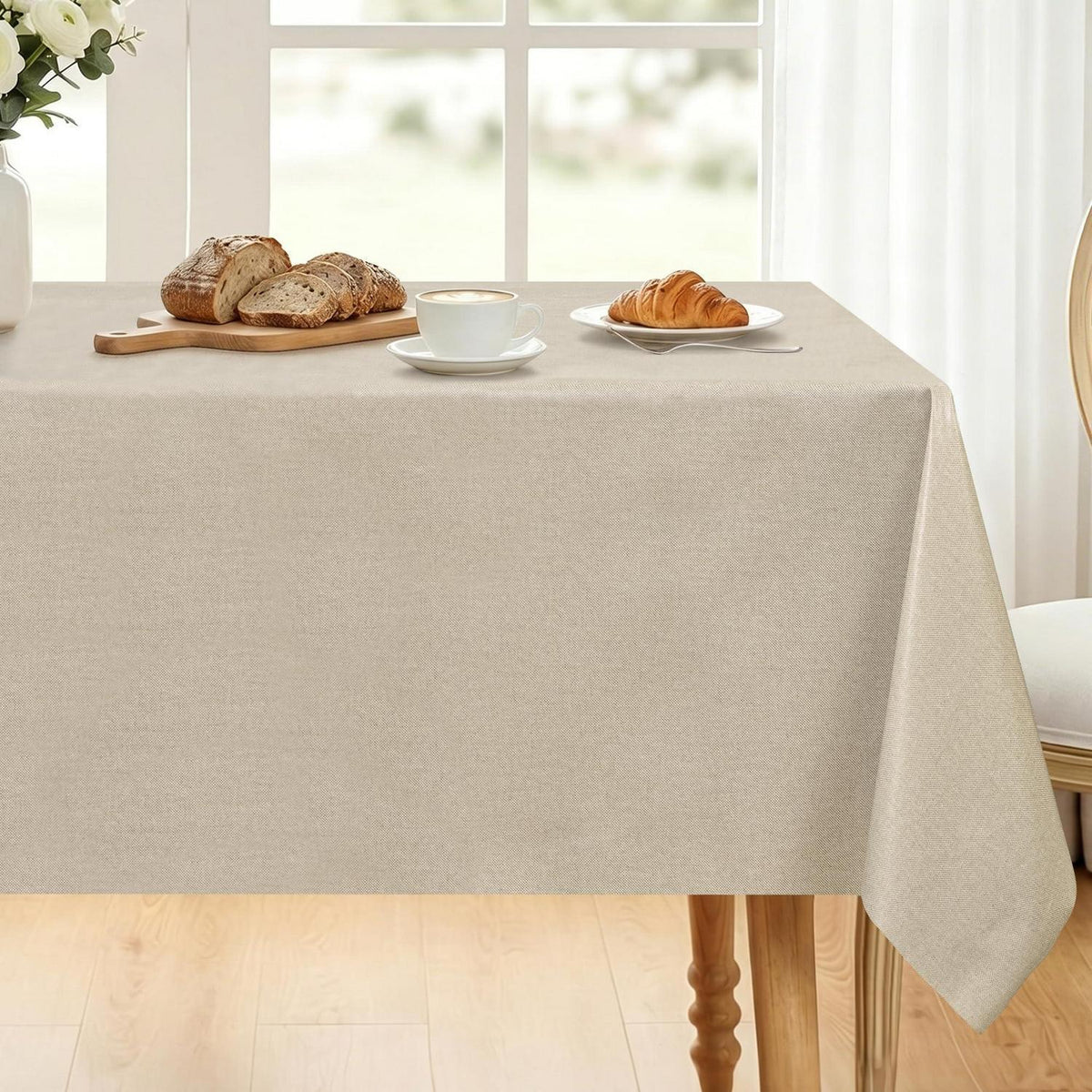 Abwischbare Tischdecke 80x80cm Beige – Wasserdicht & Pflegeleicht
