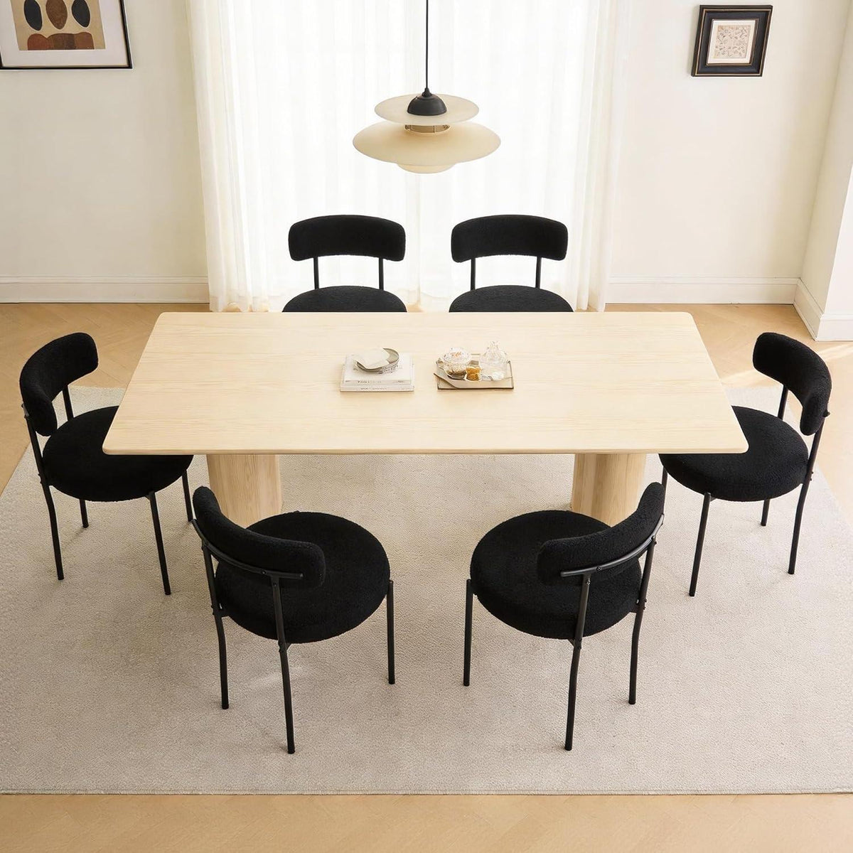 Mid-Century Esszimmerstühle im 4er Set mit Teddy Fleece