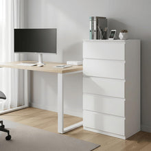 Kommode mit 5 Schubladen | Schmale Weiß Kommode für Schlafzimmer