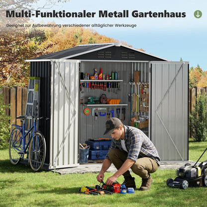 Metall Gartenhaus 3,7 m³ – 196x132x185 cm, Gerätehaus & Fahrradgarage