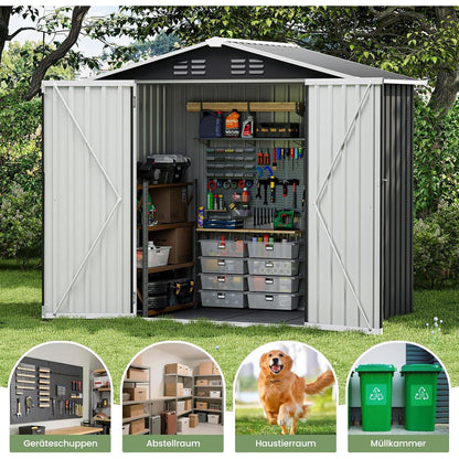 Metall Gartenhaus 3,7 m³ – 196x132x185 cm, Gerätehaus & Fahrradgarage
