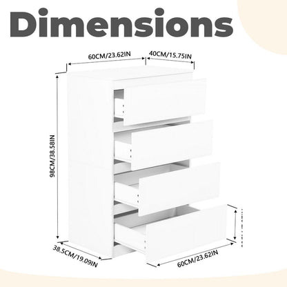 2x Kommode Weiß mit 4 Schubladen | Modernes Sideboard Set