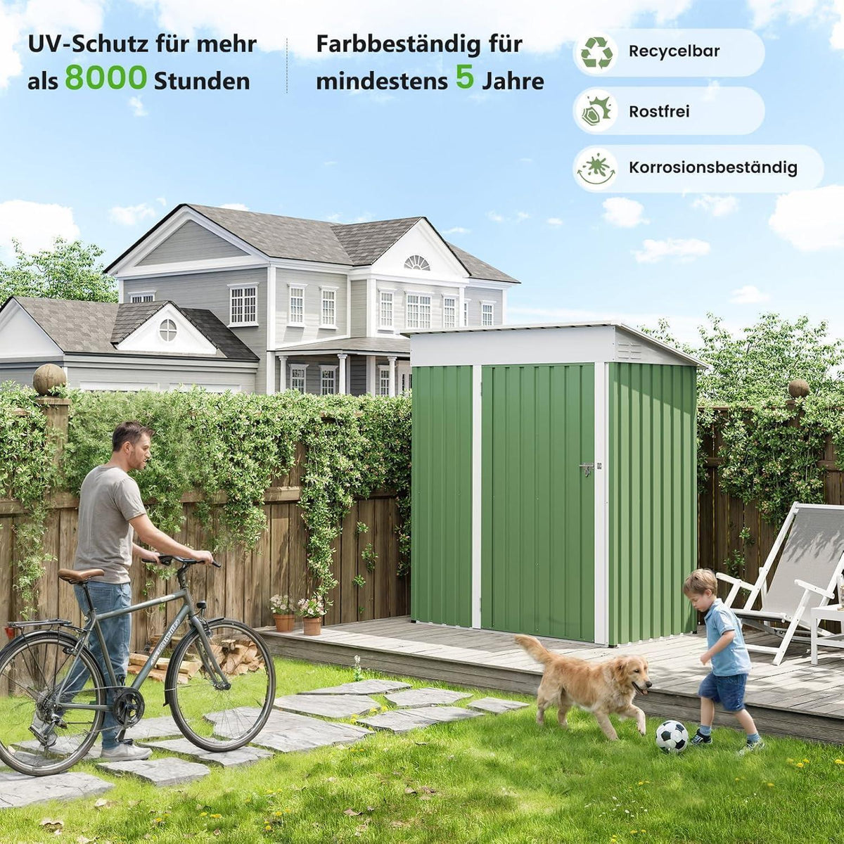 Metall Gartenhaus 2.1m³ Pultdach – 164x87x181 cm