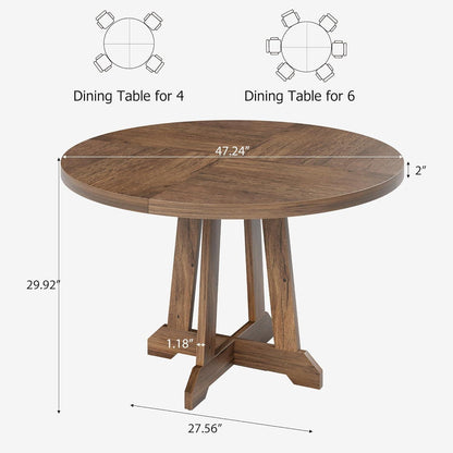 Runder Esstisch Holzrahmen Industrial Design | 4-6 Personen | Walnuss Goldene Phoebe