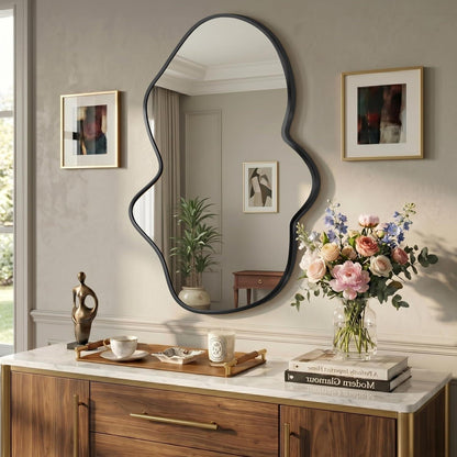 Wavy Wandspiegel Schwarz – Asymmetrisch & Modern