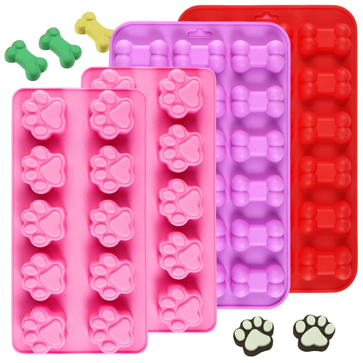 Silikon Backform Hundekekse 4er Set – Pfote & Knochen Form