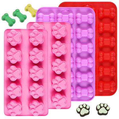 Silikon Backform Hundekekse 4er Set – Pfote & Knochen Form