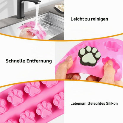 Silikon Backform Hundekekse 4er Set – Pfote & Knochen Form