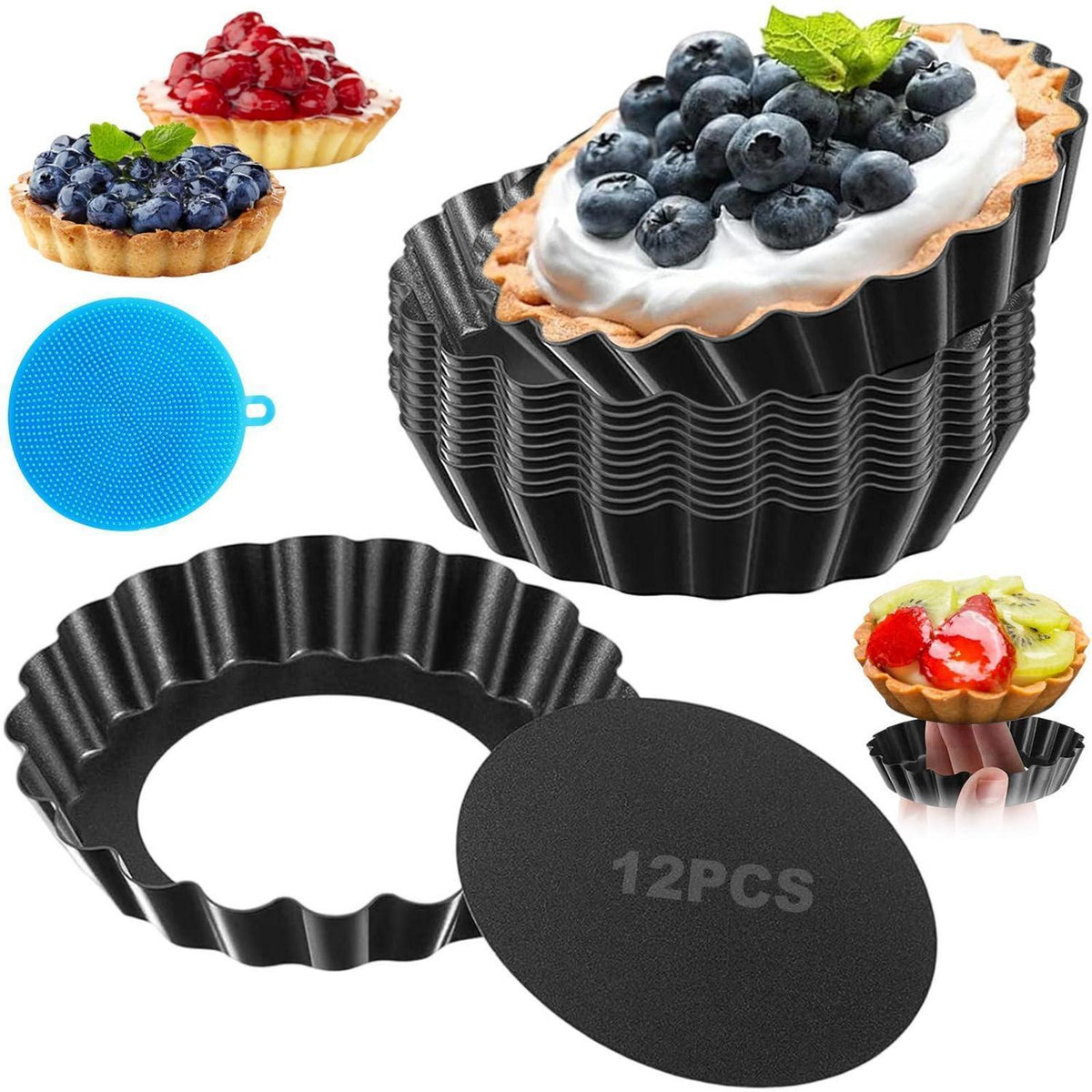 12er Set Törtchenformen Antihaft, Abnehmbar, 8cm
