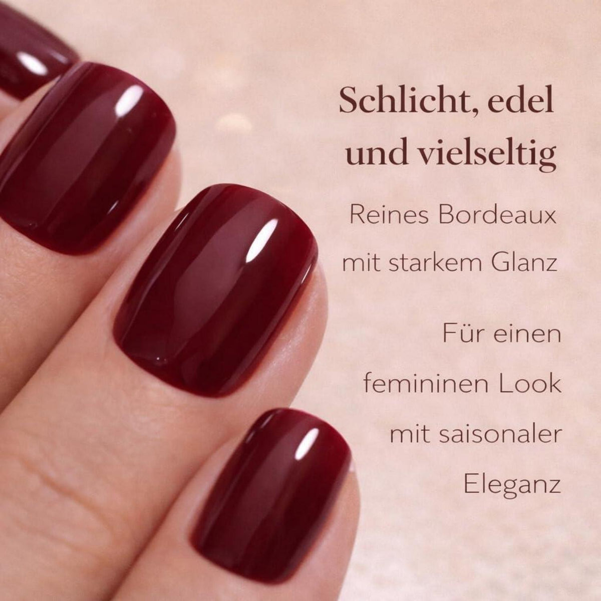 Kunstnägel zum Aufkleben, Weinrot Bordeaux, Kurz Eckig Glänzend