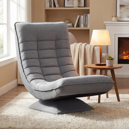 Verstellbarer Wohnzimmer Sessel – 360° Drehbar, Grau/Leinen