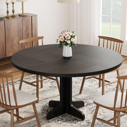 Runder Esstisch 120cm Holzfuß Schwarz – Modern & Vielseitig