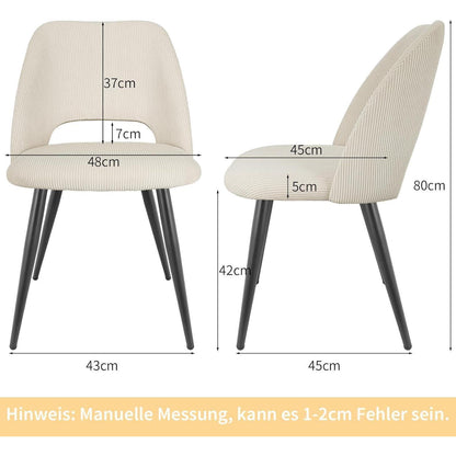 4er Set Esszimmerstühle mit Cordstoff – Multicolor