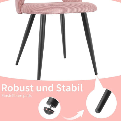 4er Set Esszimmerstühle mit Cordstoff – Multicolor