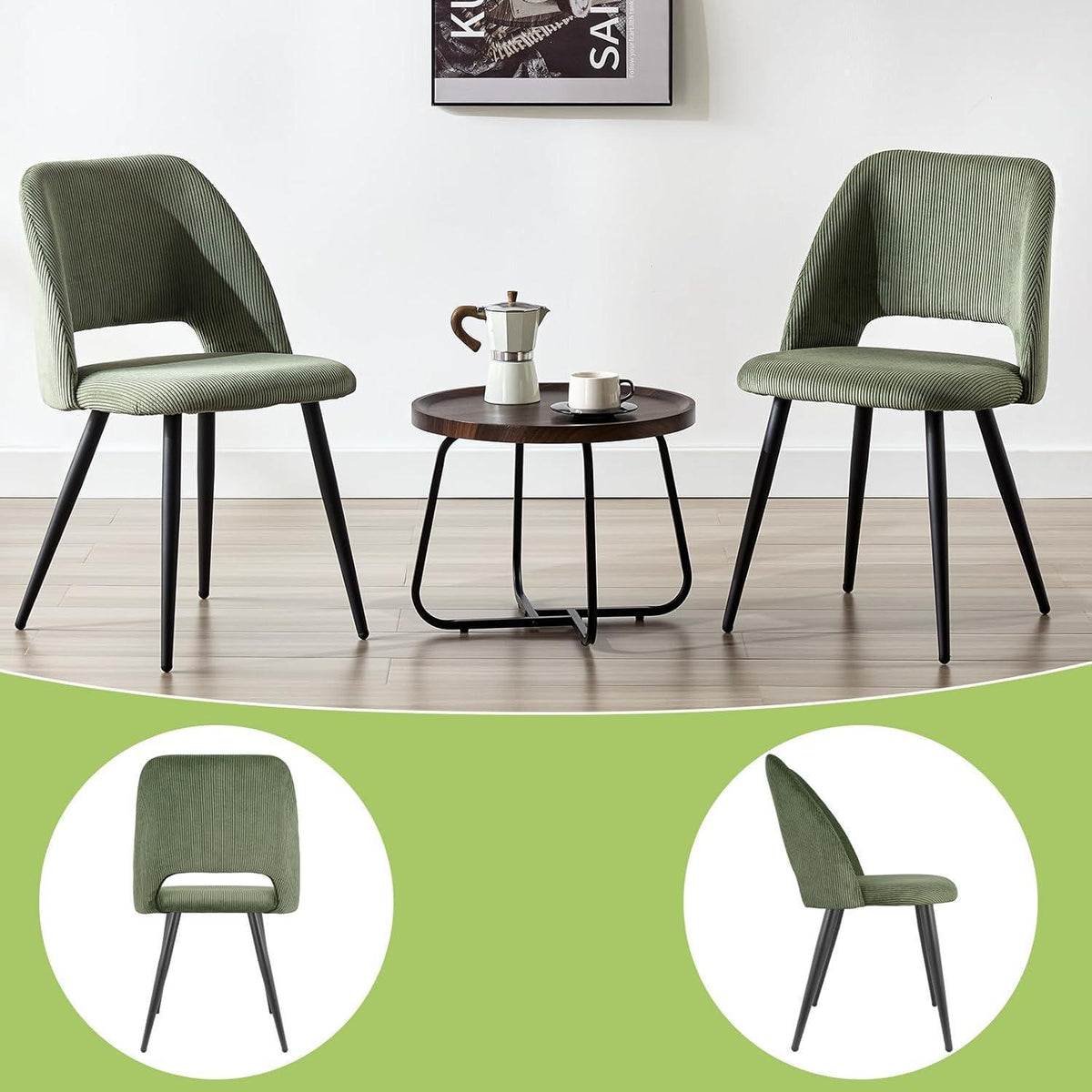 4er Set Esszimmerstühle mit Cordstoff – Multicolor